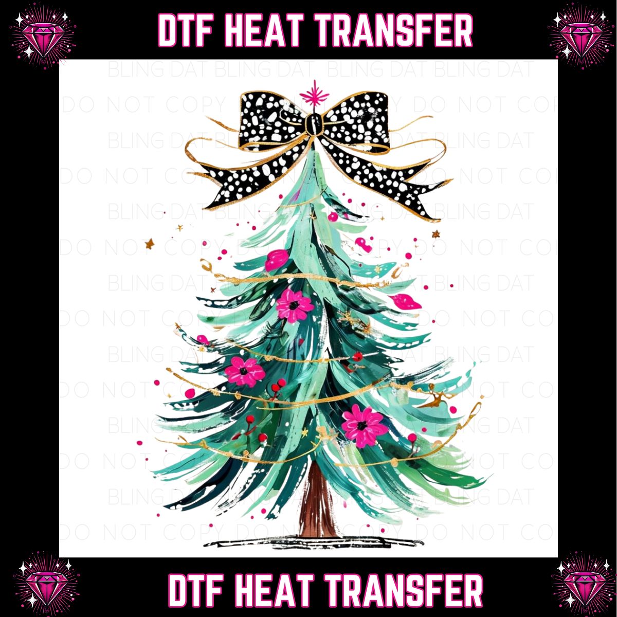 Watercolor Christmas Tree DTF Transfer