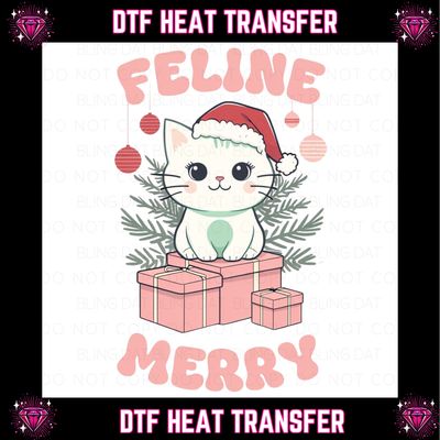 Feline Merry Christmas  DTF Transfer