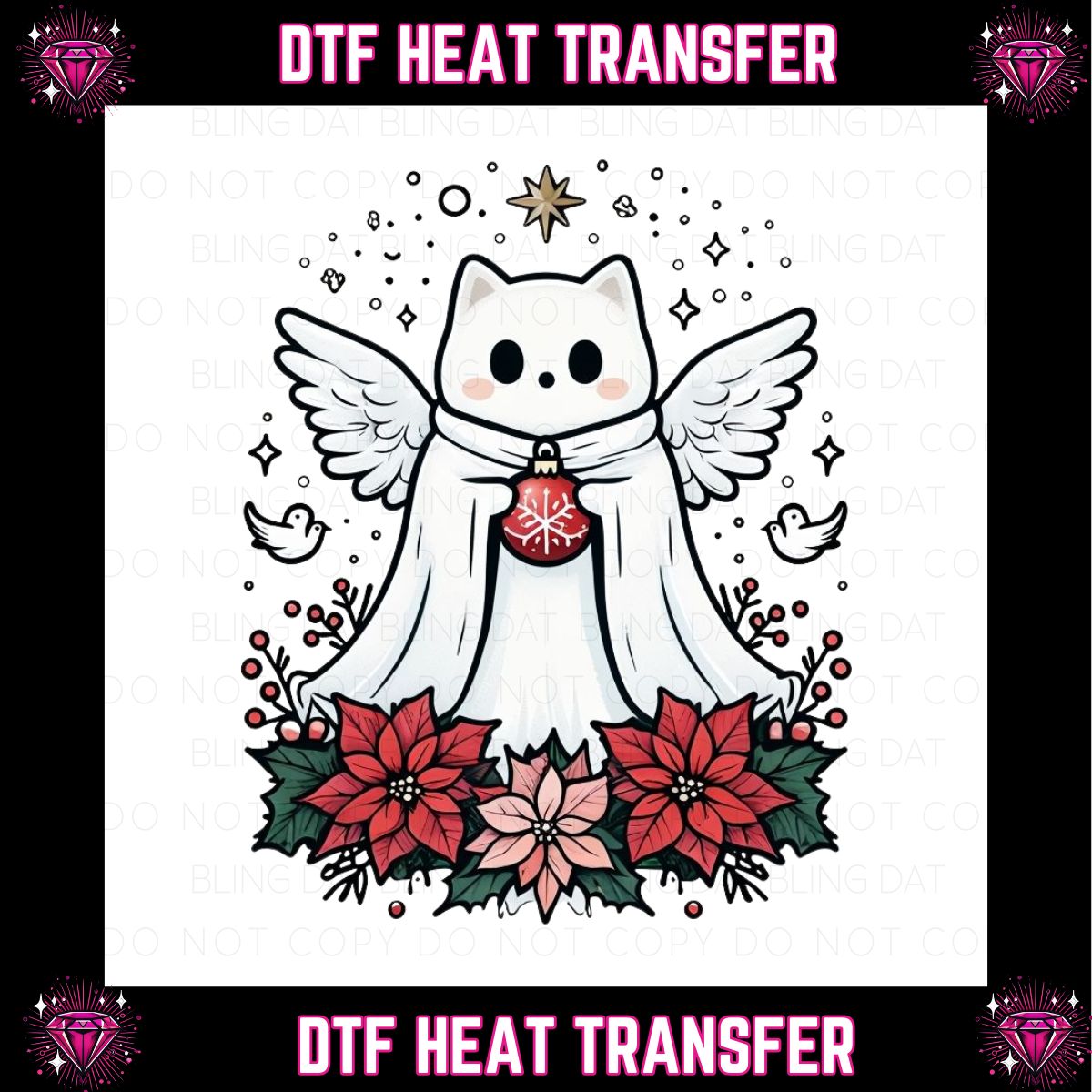 Cat Angel  Christmas DTF Transfer