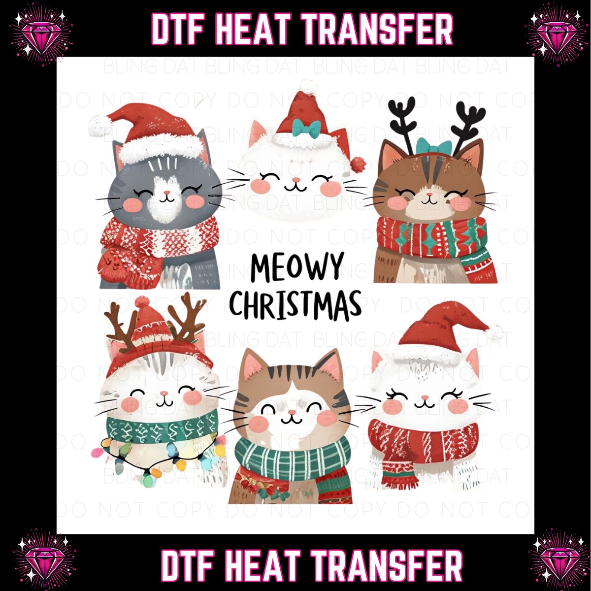 Meowy Christmas DTF Transfer