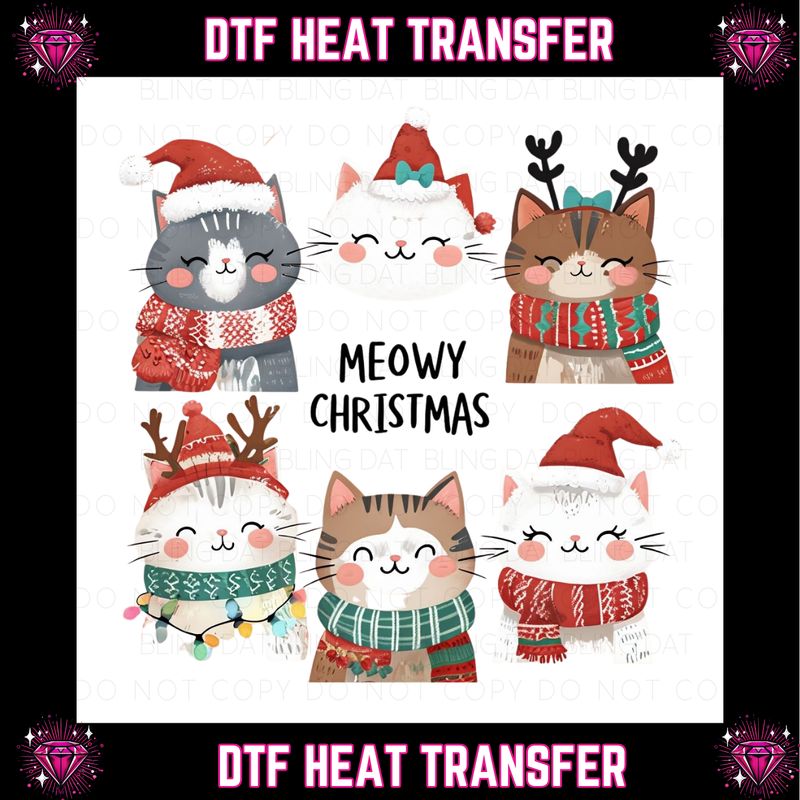 Meowy Christmas DTF Transfer