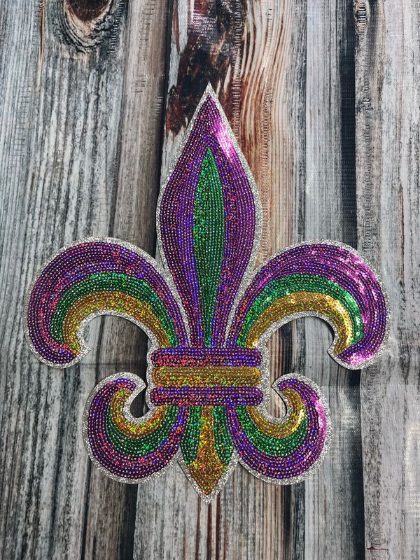 Sequin Mardi Gras Patch Fleur De Lis