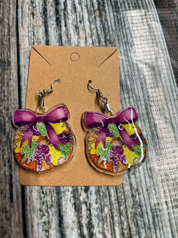 Mardi Gras King Cake Earrings