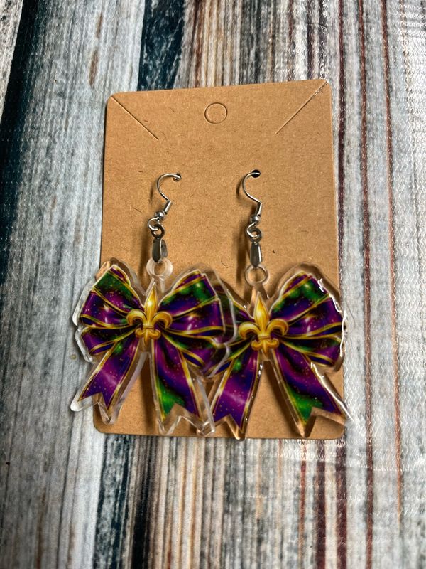 Mardi Gras Bow Earrings