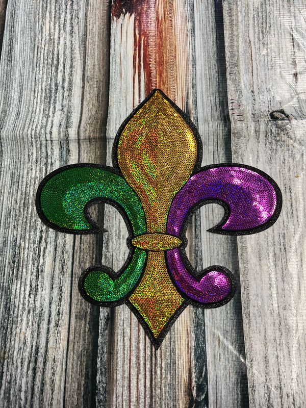 Sequin Mardi Gras Patch Fleur De Lis