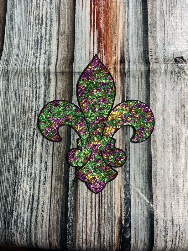 Sequin Mardi Gras Patch Fleur De Lis