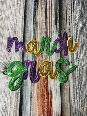 Sequin Mardi Gras Patch with Embroidery