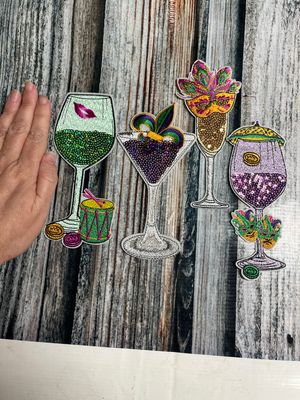 Embroidered Sequin Mardi Gras Cocktail Patches