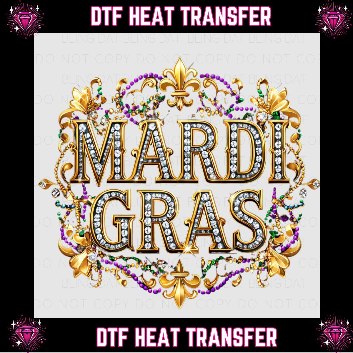 Mardi Gras Bling DTF Transfer