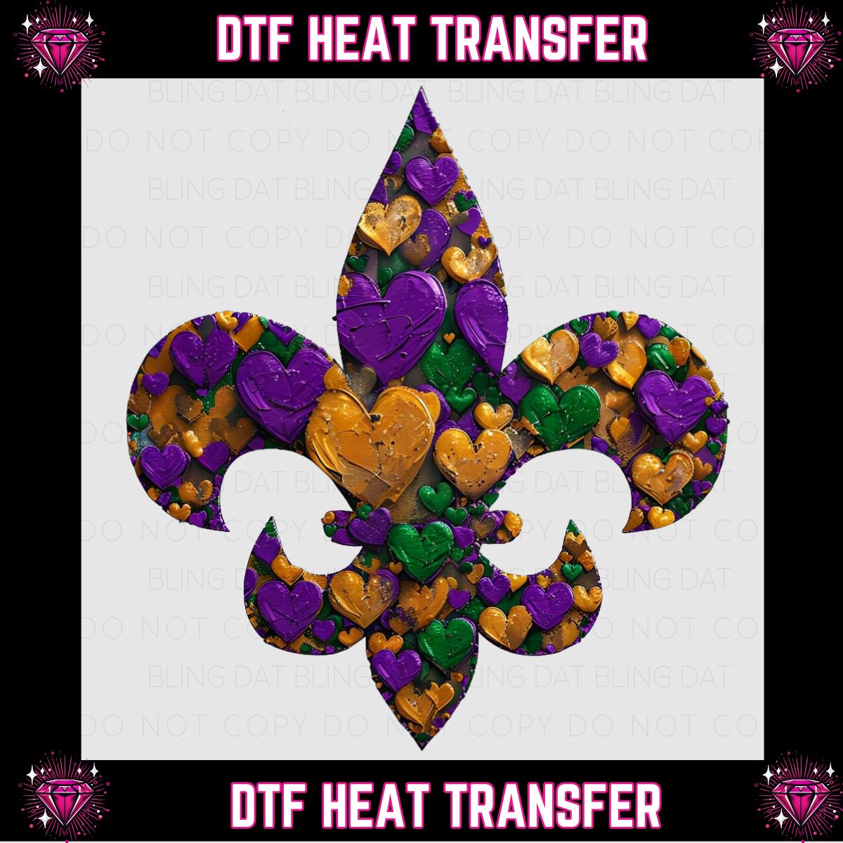 Fleur de Lis Mardi Gras DTF Transfer