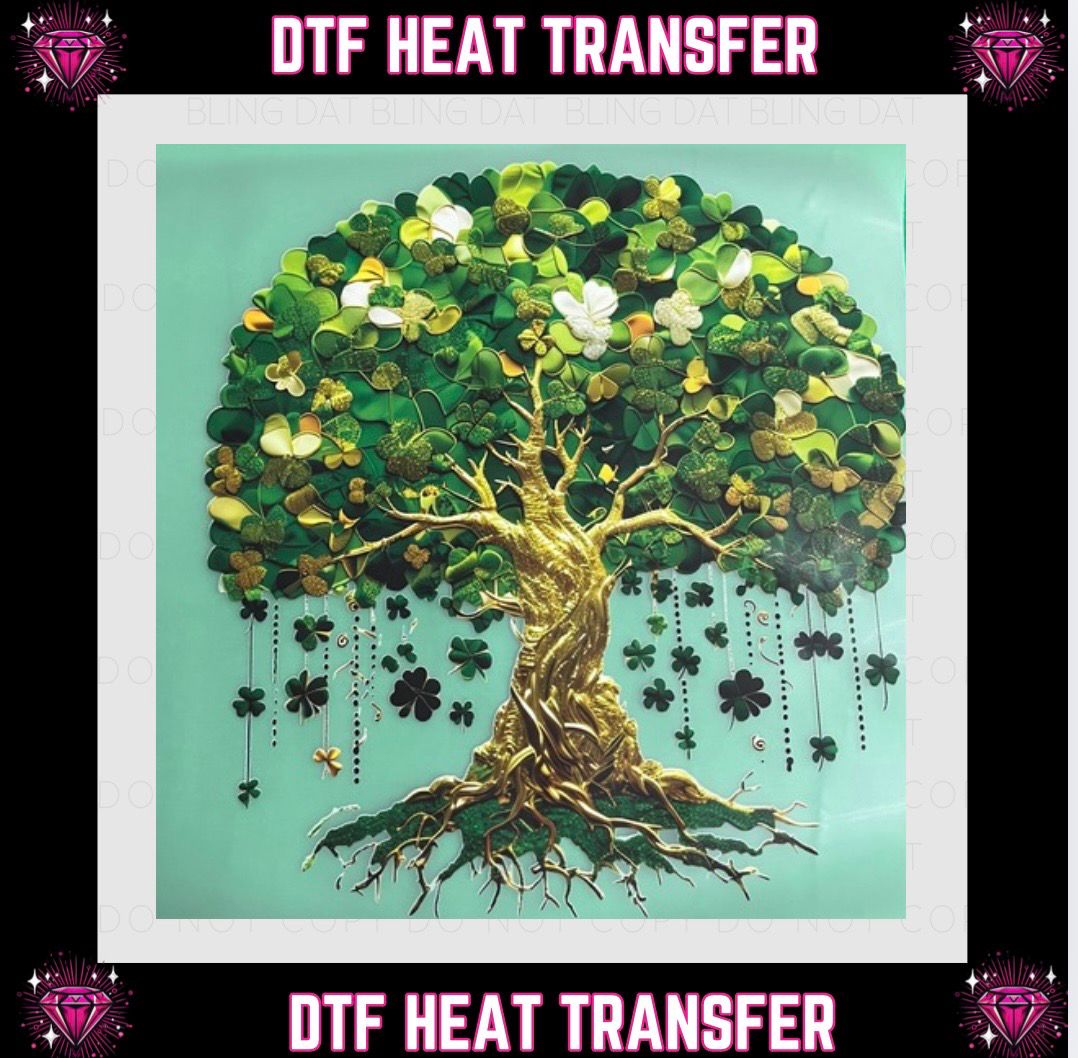 Green Clover Tree DTF Transfer