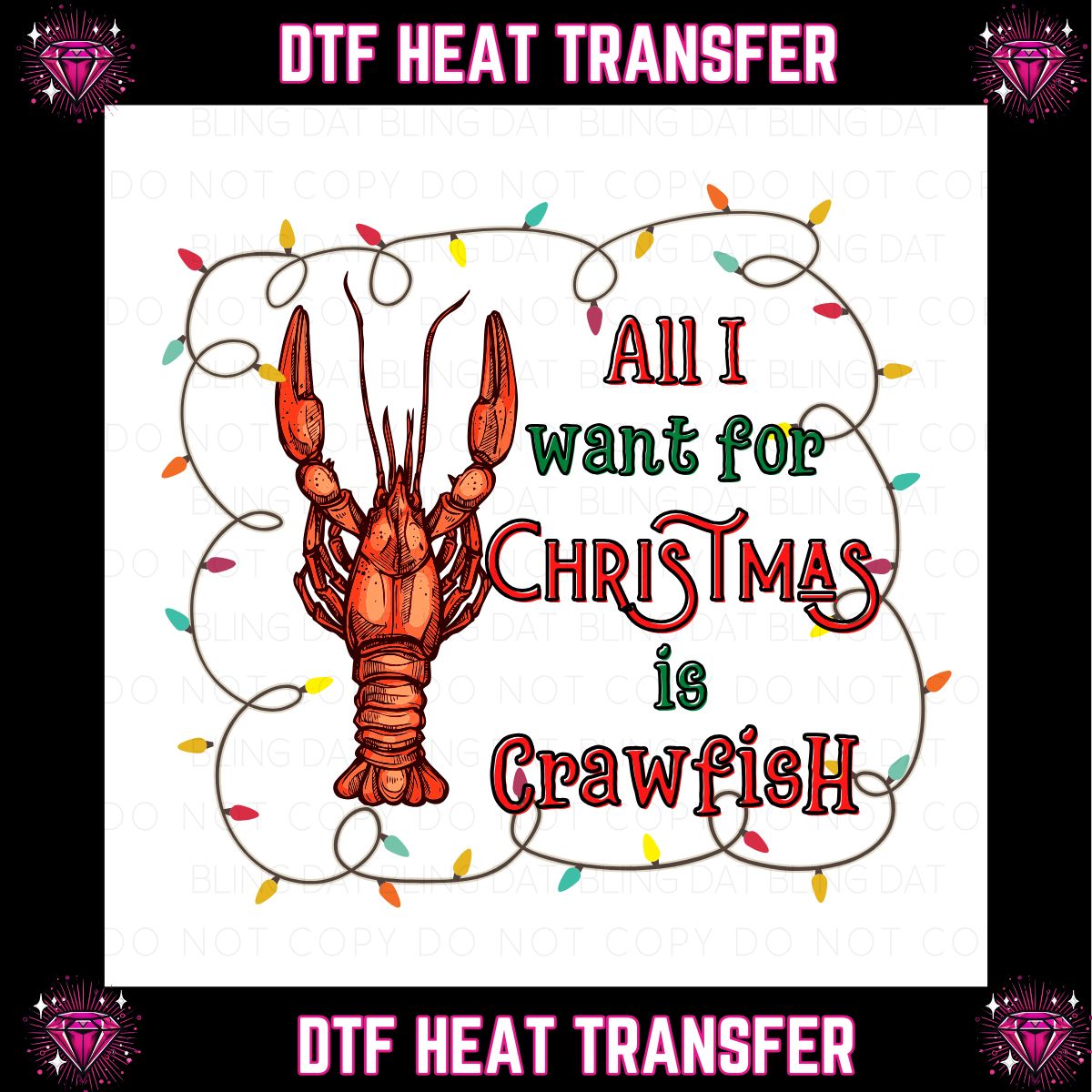 Crawfish Christmas DTF Transfer