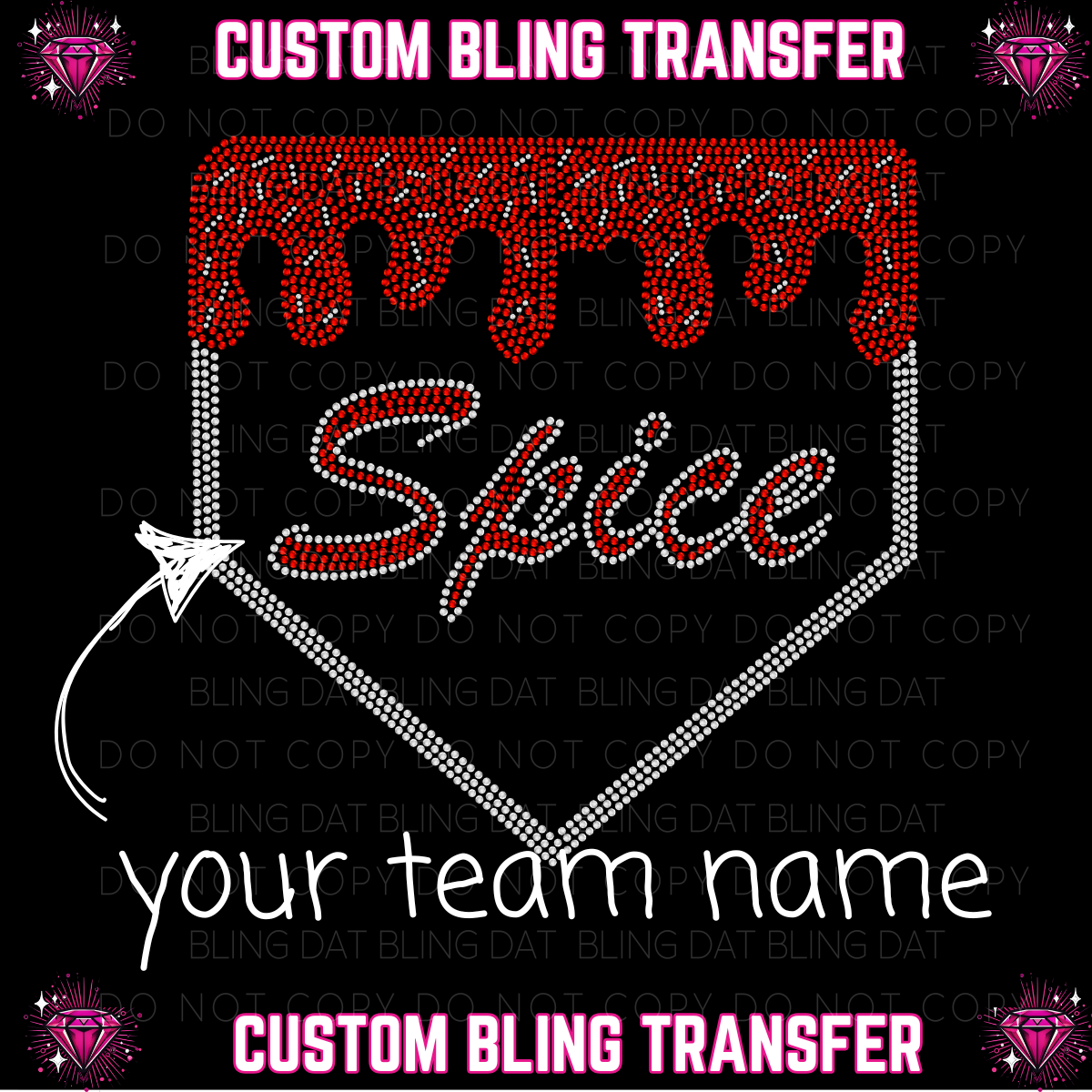 Personalized Ice Cream Drip Bling Transfer