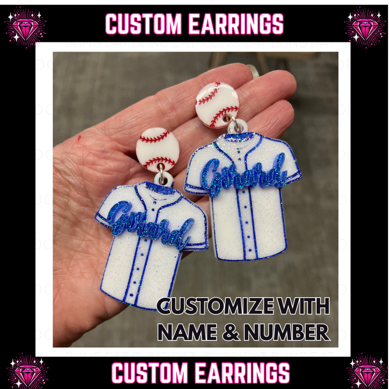 Custom  Button Jersey Earrings