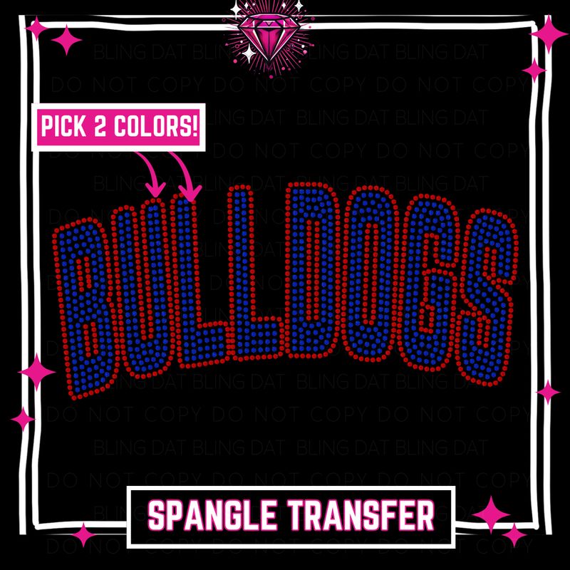 Spangle Bulldogs GameDay Bling Transfer - Choose 2 Colors