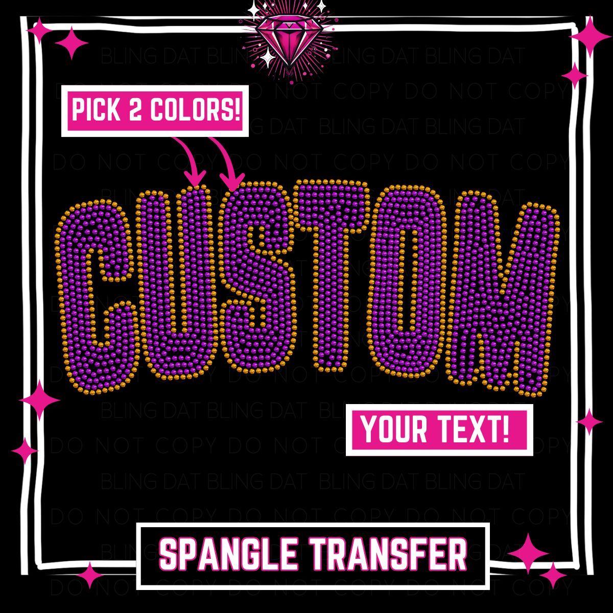 Custom Spangle GameDay Bling Transfer - Choose 2 Colors