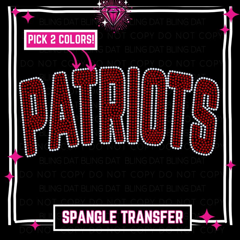 Spangle Patriots GameDay Bling Transfer - Choose 2 Colors