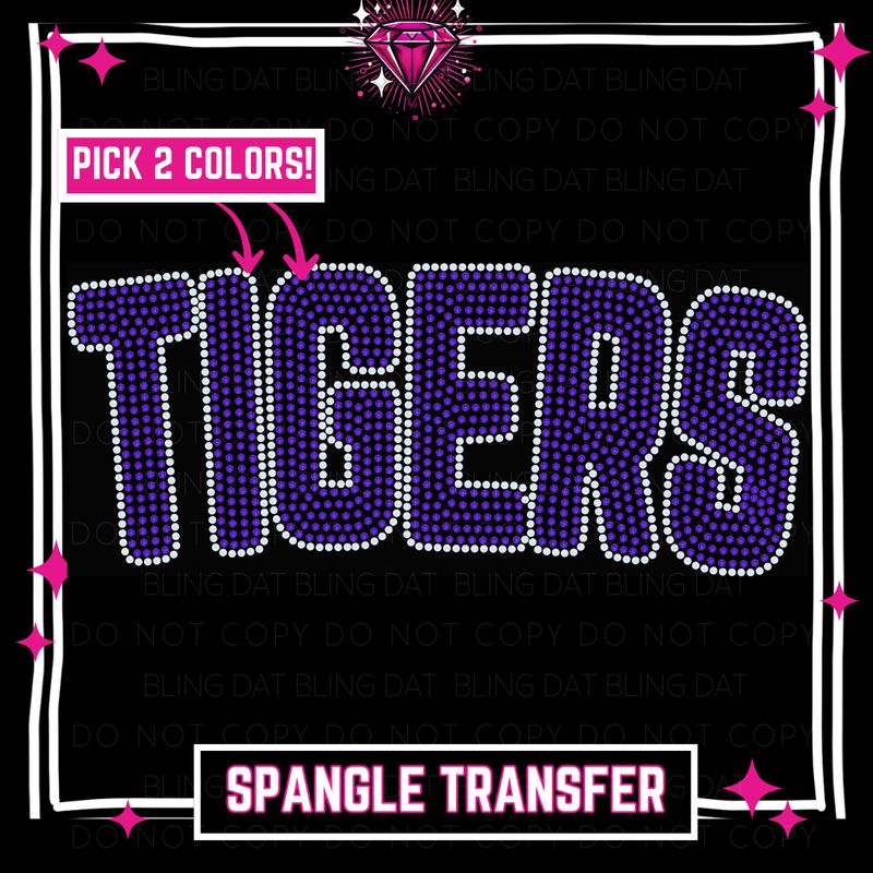 Spangle Tigers GameDay Bling Transfer - Choose 2 Colors