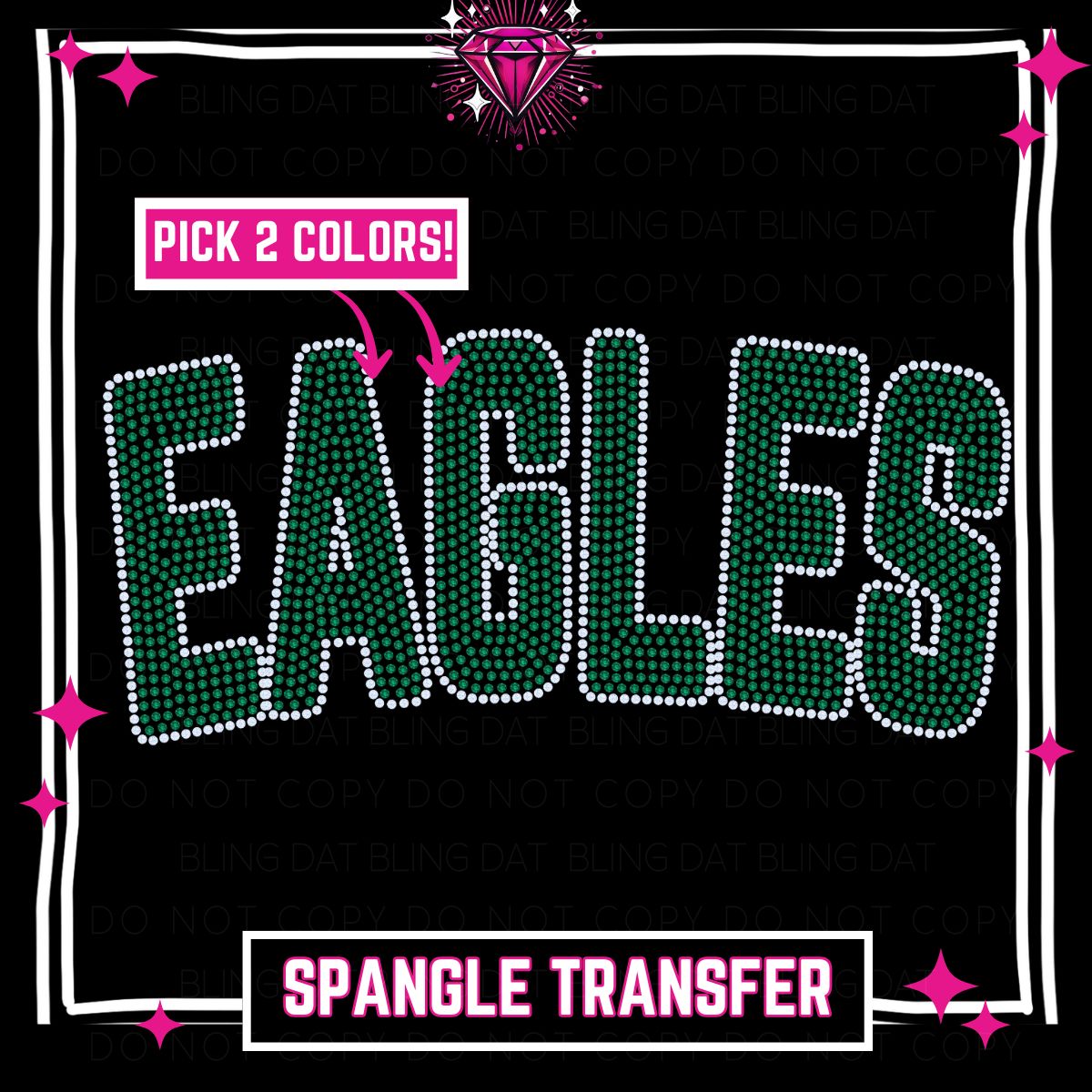 Spangle Eagles GameDay Bling Transfer - Choose 2 Colors