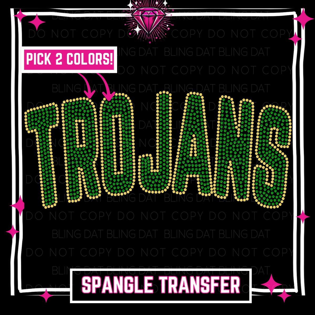 Spangle Trojans GameDay Bling Transfer - Choose 2 Colors