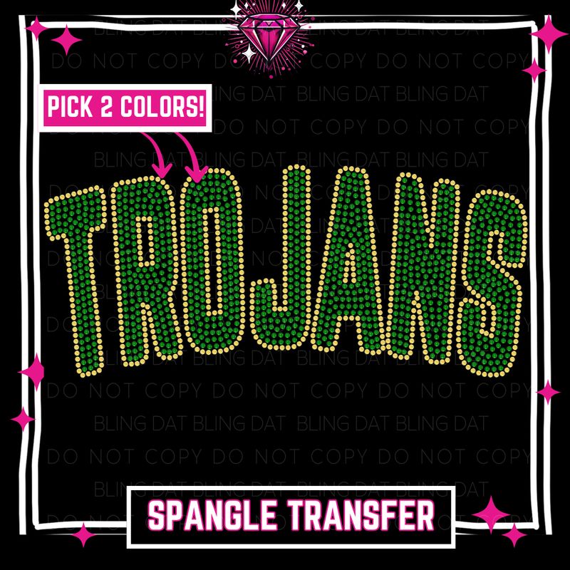 Spangle Trojans GameDay Bling Transfer - Choose 2 Colors