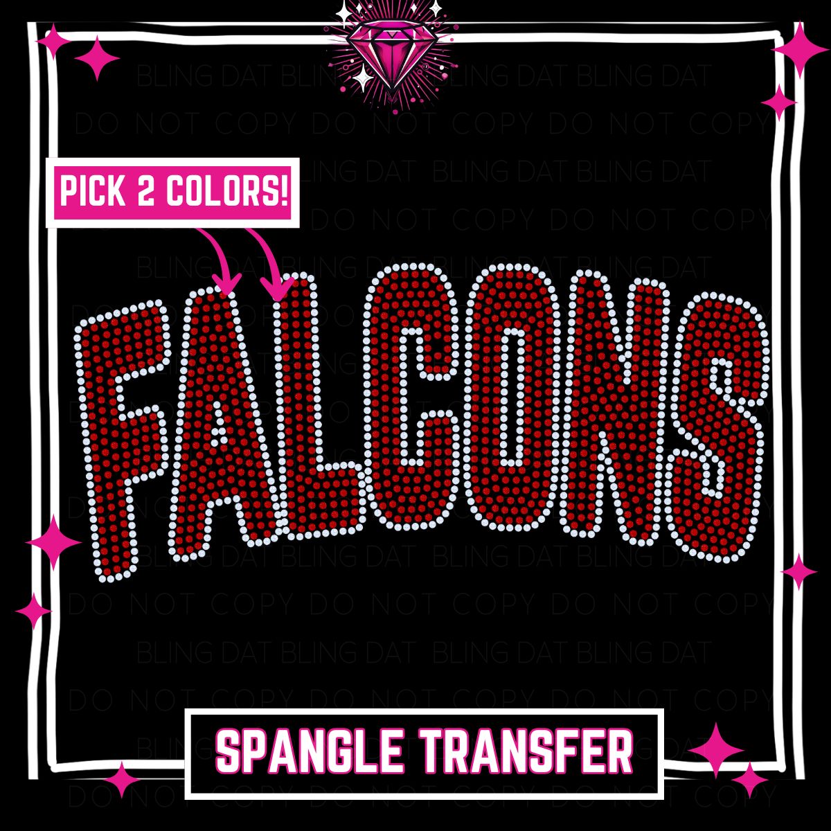 Spangle Falcons GameDay Bling Transfer - Choose 2 Colors