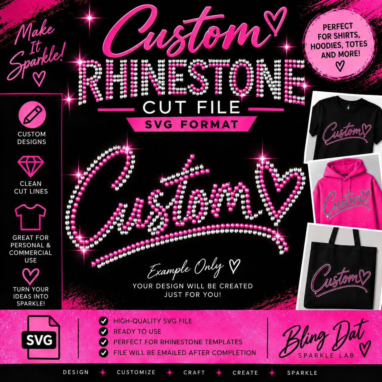 Custom Logo Rhinestone Template – SVG Digital Cut File
