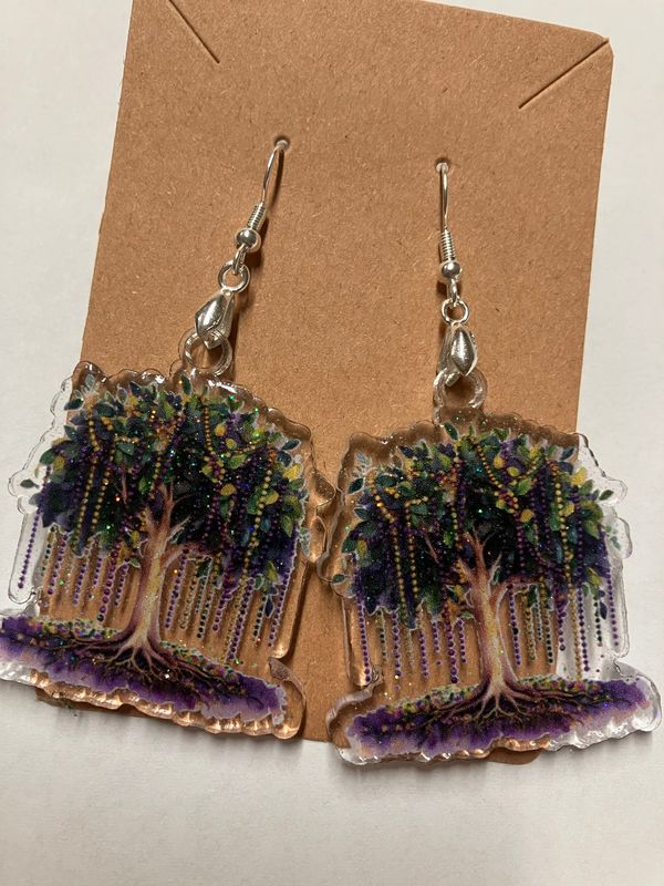 Mardi Gras Bead Tree Earrings