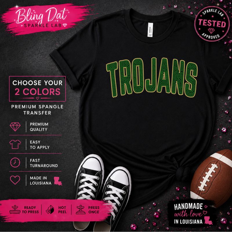 Spangle Trojans Bling Transfer | Choose Any 2 Colors | Ready to Press