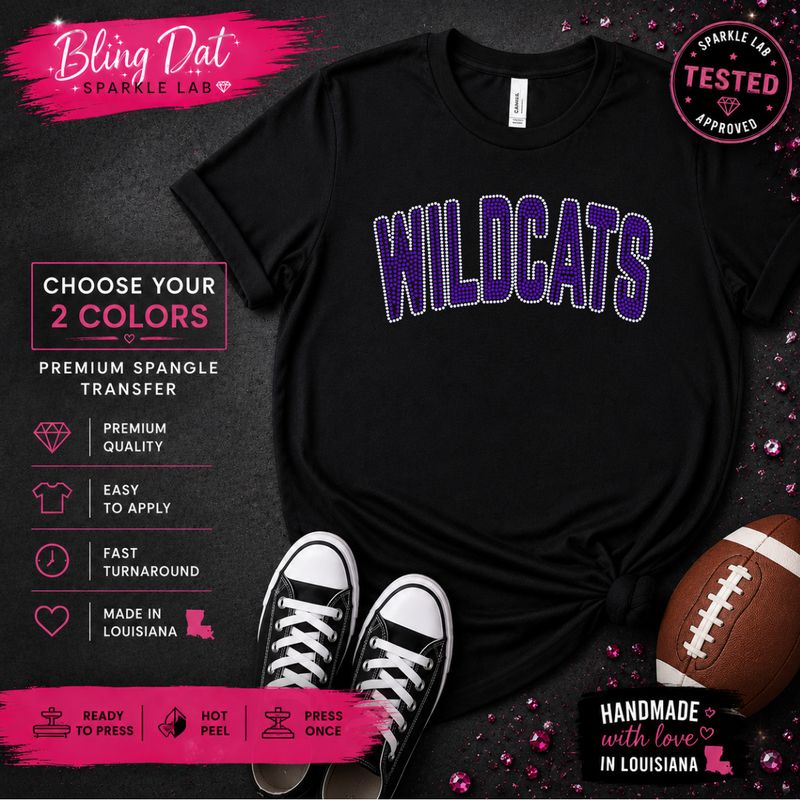 Spangle Wildcats Bling Transfer | Choose Any 2 Colors | Ready to Press
