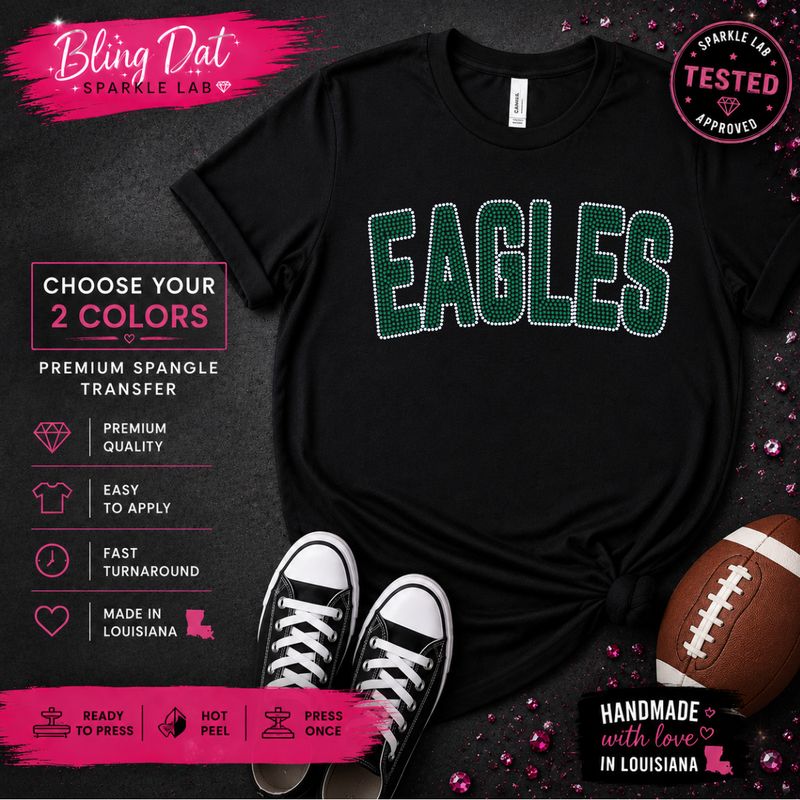 Spangle Eagles Bling Transfer | Choose Any 2 Colors | Ready to Press