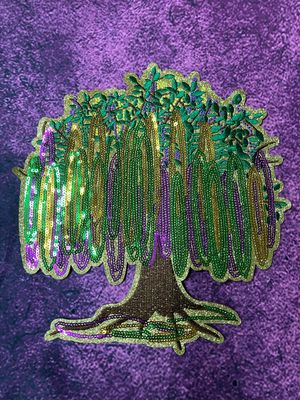 Mardi Gras Tree Sequin Patch – Louisiana Iron On Applique (10x10" )