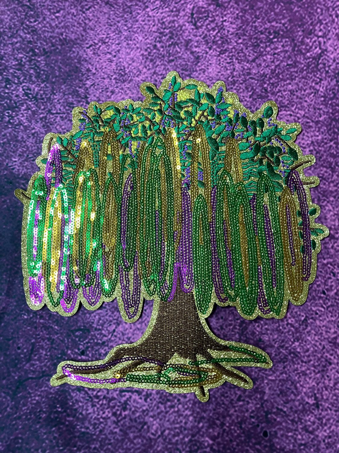 Mardi Gras Tree Sequin Patch – Louisiana Iron On Applique (10x10" )