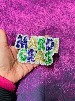 Blinged Mardi Gras Trucker Cap Patch