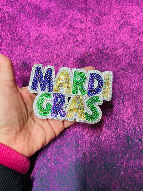 Blinged Mardi Gras Trucker Cap Patch