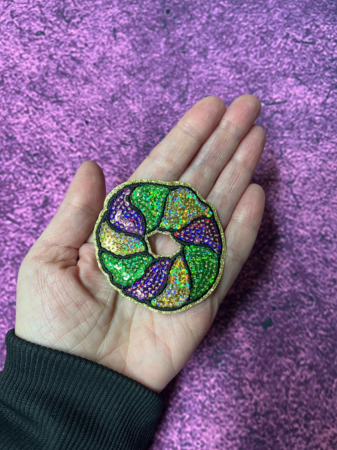 Sequin Mardi Gras King Cake Patch