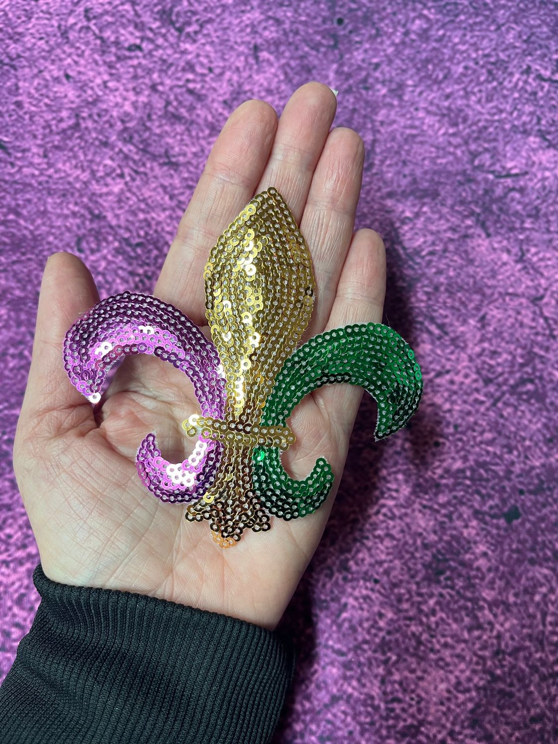 Small Mardi Gras Fleur de Lis Patch 4" x 3.5"