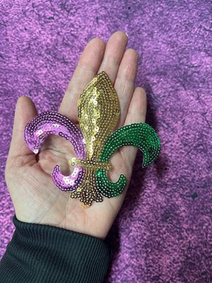 Small Mardi Gras Fleur de Lis Patch 4" x 3.5"