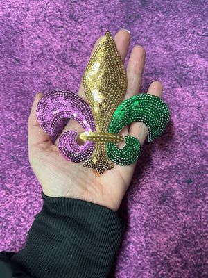 Small Mardi Gras Fleur de Lis Patch 4.5" x 4"