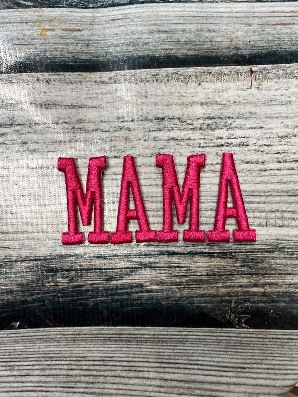 Mama Mini Embroidered Letter Patch Set – Hot Pink 1x2” Iron-On Appliqué 💖✨