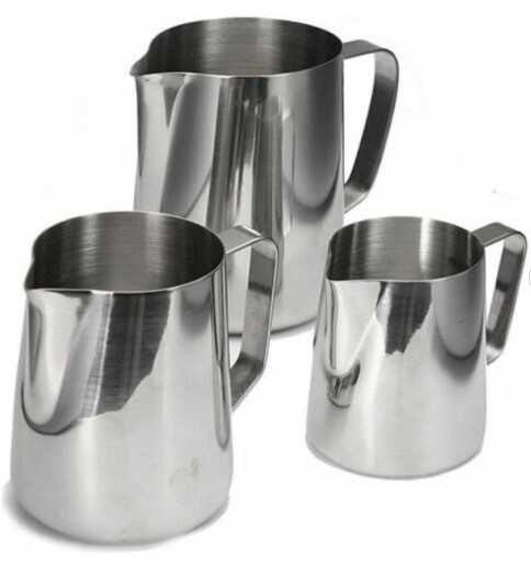3 x Stainless Steel Milk Frothing Jug's 350ml, 600ml, 950ml