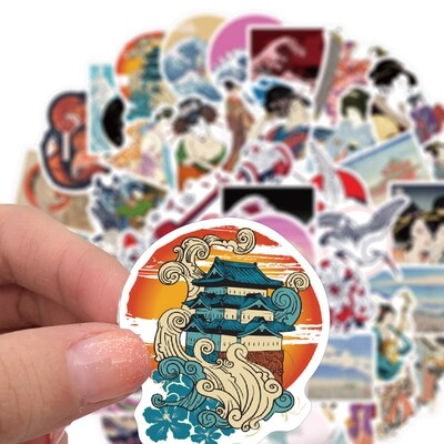 Vintage Ukiyo-e Stickers (Set of 50)
