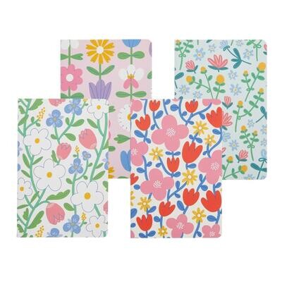 Flower Field - Set of 4 Softbound Lined Journal A5 Notebook