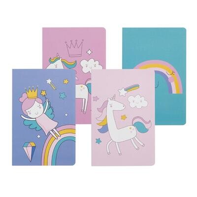 Unicorn Rainbow - Set of 4 Softbound Lined Journal A5 Notebook