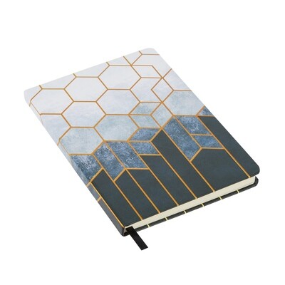 Dark Blue Marble Art - Hardbound Lined Journal A5 Notebook