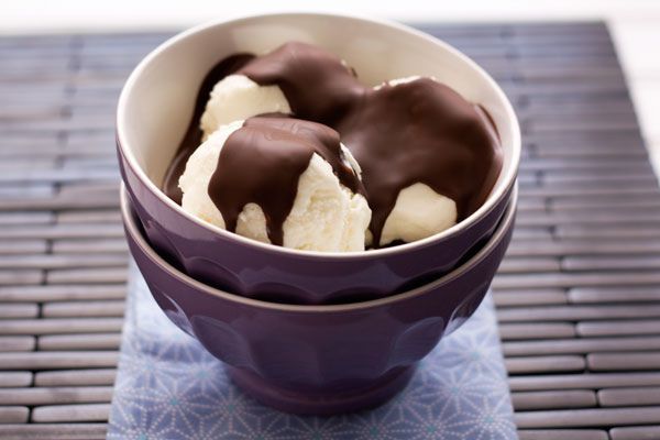 Use warmed chocolate as a "hard shell" for ice cream and other desserts!