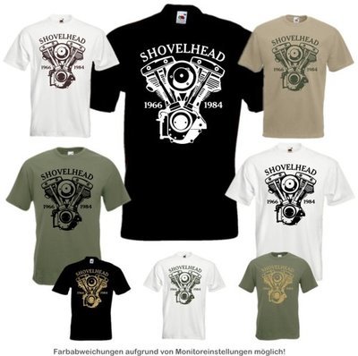 Bikershirt SHOVELHEAD Motor T-Shirt Biker Motorrad Chopper Bobber