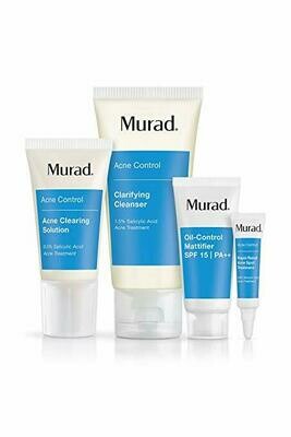 Murad 30 Day Acne Control Kit - (Cleanser, Clearing Solution, Oil Control Mattifier, Spot Treatment), Starter Kit Proven to Rapidly Clear Breakouts and Restore Smooth Skin Without Over-Drying Murad 30 Day Acne Control Kit - (Cleanser, Clearing Solution, Oil Control Mattifier, Spot Treatment), Starter Kit Proven to Rapidly Clear Breakouts and Restore Smooth Skin Without Over-Drying