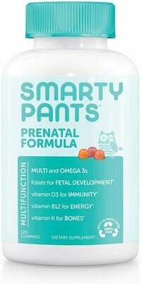 SmartyPants Prenatal Formula Daily Gummy Multivitamin: Vitamin C, D3, & Zinc for Immunity, Gluten Free, Folate, Omega 3 Fish Oil (DHA/EPA), 120 Count (30 Day Supply) SmartyPants Prenatal Formula Daily Gummy Multivitamin: Vitamin C, D3, & Zinc for Immunity, Gluten Free, Folate, Omega 3 Fish Oil (DHA/EPA), 120 Count (30 Day Supply)