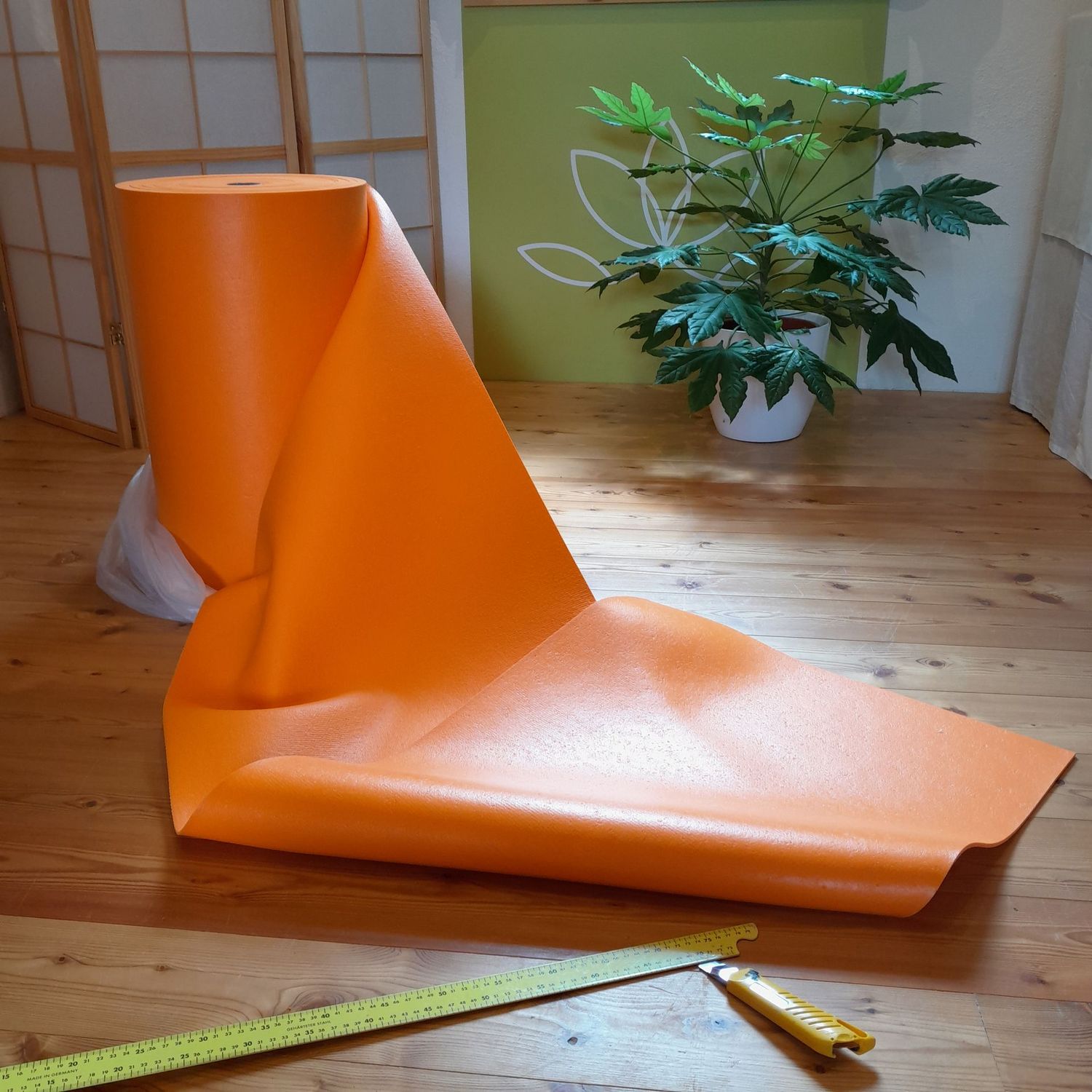 Yogamatte von der Rolle, orange 4,5 mm, 60cm x 183cm